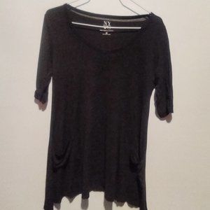 New York & Co. Black Tunic Style 3/4 Sleeve Tee